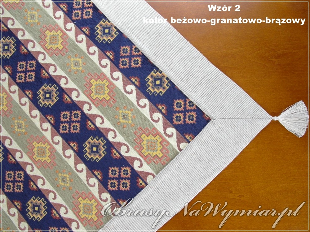 Wzór 2, kolor beżowo-granatowo-brązowy