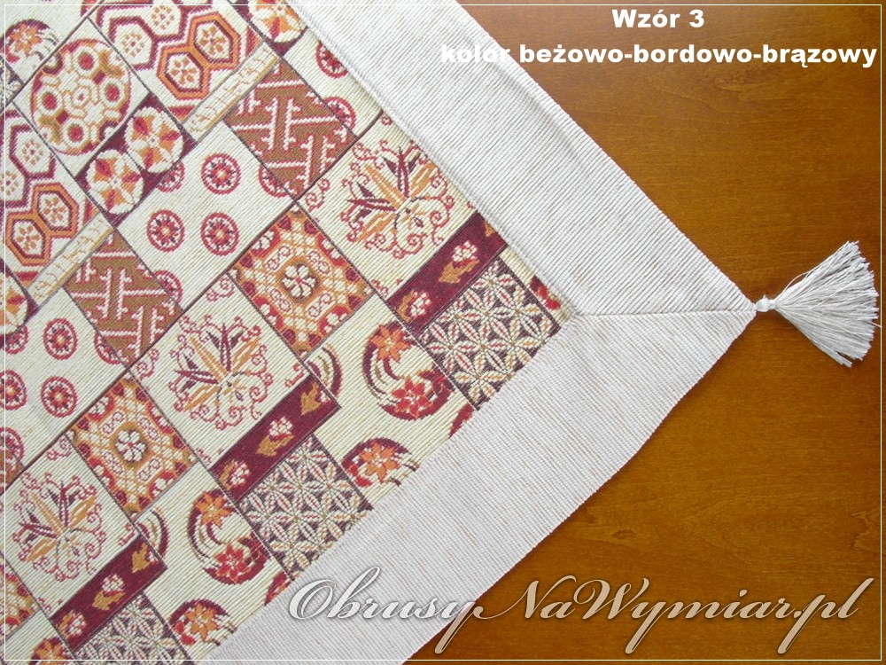 Wzór 3, kolor beżowo-bordowo-brązowy