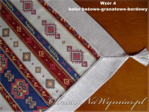 Wzór 4, kolor beżowo-granatowo-bordowy