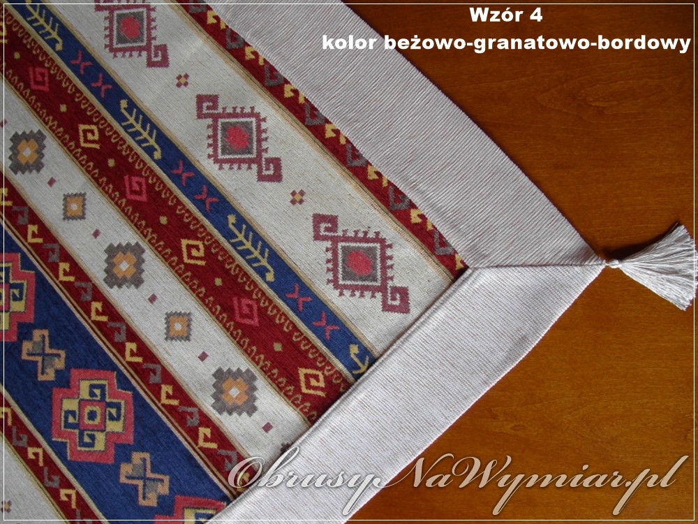 Wzór 4, kolor beżowo-granatowo-bordowy