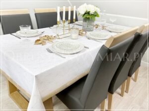 Obrus plamoodporny DE LUX DIAMENTY ZŁOTE Z MANKIETEM