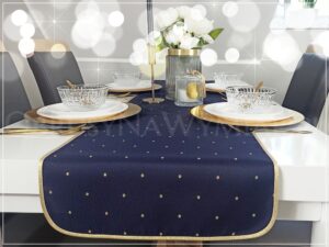 Obrus plamoodporny DE LUX KROPKI ZŁOTE NA GRANACIE - obrazek 9