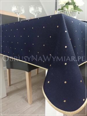 Obrus plamoodporny DE LUX KROPKI ZŁOTE NA GRANACIE - obrazek 2