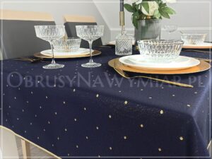 Obrus plamoodporny DE LUX KROPKI ZŁOTE NA GRANACIE - obrazek 5