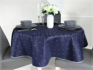 Obrus plamoodporny DE LUX KROPKI SREBRNE NA GRANACIE - obrazek 3
