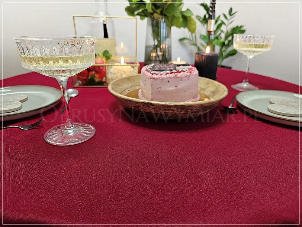 Obrus plamoodporny (wzór PRO LEN) kolor bordowy