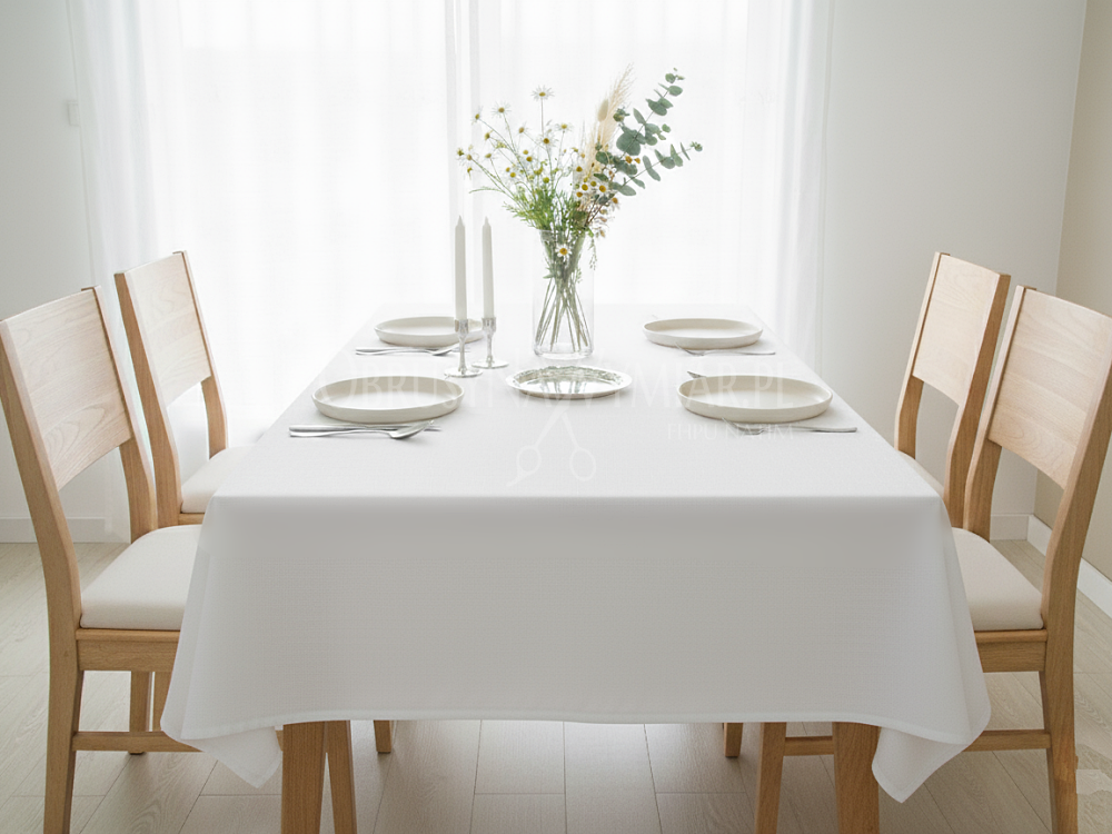 Obrus plamoodporny (wzór PRO LEN) kolor biały