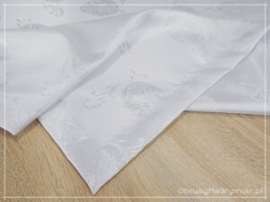 Obrus wielkanocny JAJKA WIELKANOCNE Z MANKIETEM srebrne