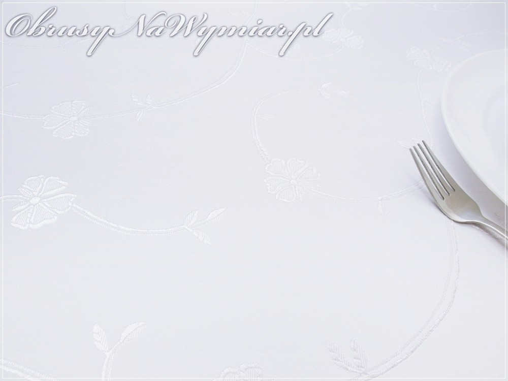 Obrus plamoodporny FLORES kolor biały
