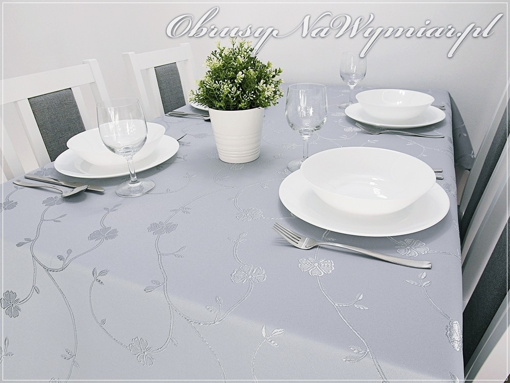 Obrus plamoodporny FLORES kolor szary