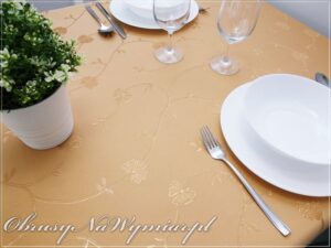 Obrus plamoodporny FLORES kolor toffi / carmel