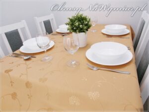 Obrus plamoodporny FLORES kolor toffi / carmel