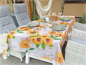 Obrus plamoodporny drukowany SŁONECZNIKI - CHWILOWY BRAK TKANINY