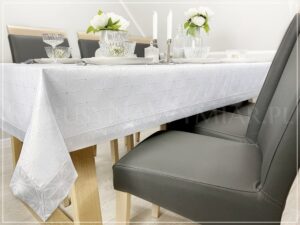 Obrus plamoodporny DE LUX DIAMENTY SREBRNE Z MANKIETEM