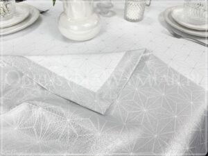Obrus plamoodporny DE LUX DIAMENTY SREBRNE Z MANKIETEM