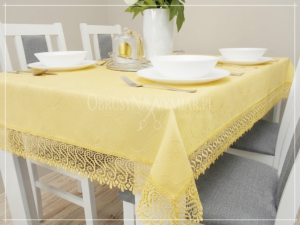Obrus plamoodporny z gipiurą GUSTO kolor żółty - obrazek 3