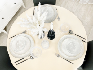 Obrus plamoodporny PRESTIGE z gipiurą kolor jasny kremowy - obrazek 3