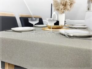 Obrus plamoodporny MELANŻ SKANDYNAWSKI beżowy/taupe