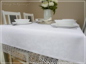 Obrus plamoodporny ELEGANT Z GIPIURĄ kolor ciemny ecri