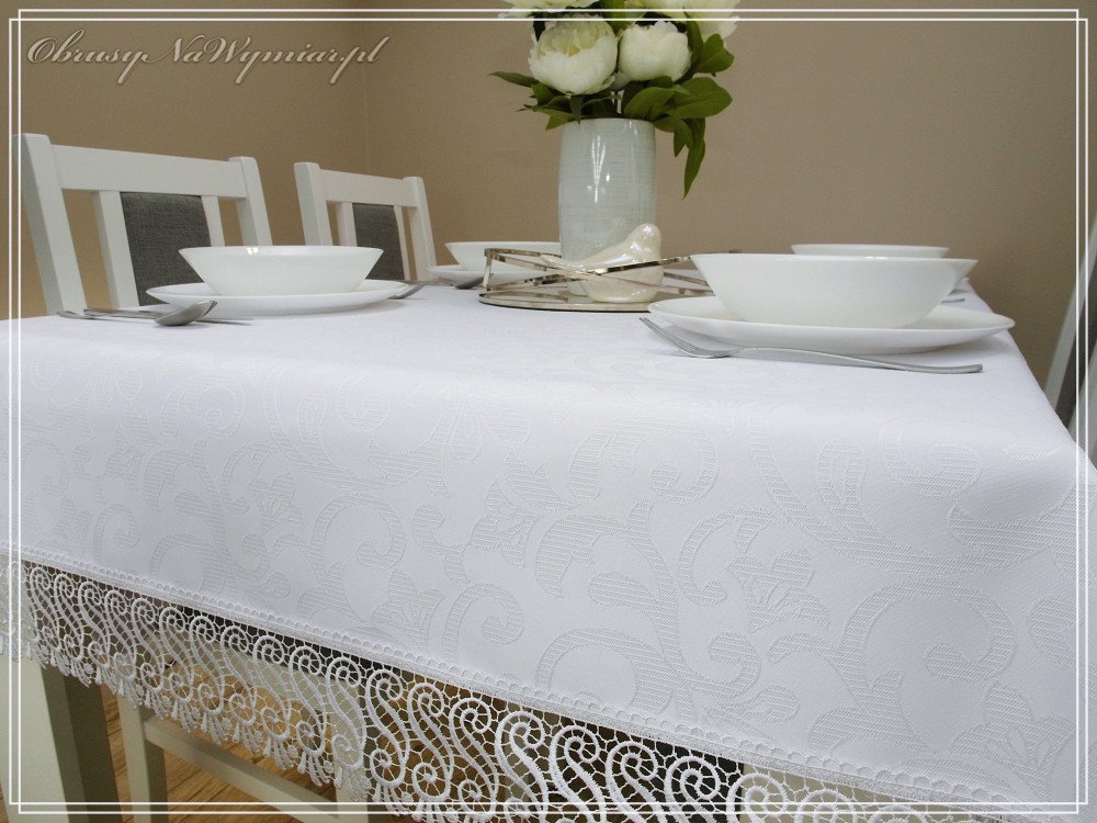 Obrus plamoodporny ELEGANT Z GIPIURĄ kolor ciemny ecri