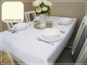 Obrus plamoodporny ELEGANT Z GIPIURĄ kolor ciemny ecri