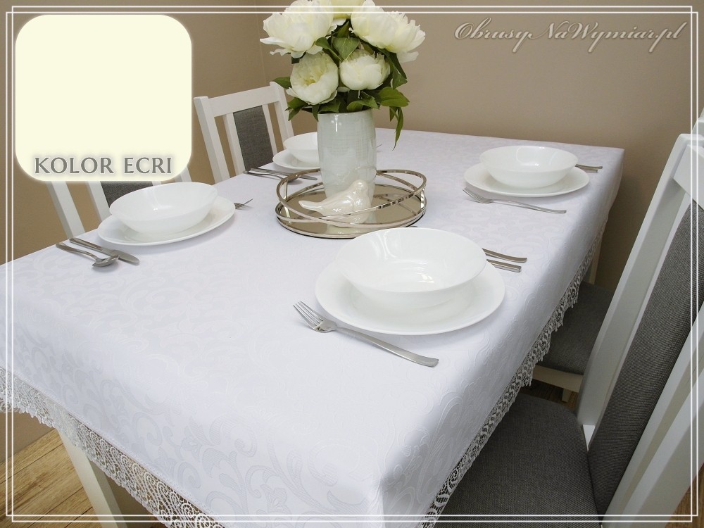 Obrus plamoodporny ELEGANT Z GIPIURĄ kolor ciemny ecri