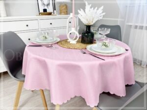 Obrus plamoodporny (wzór PRO LEN) kolor pudrowy róż