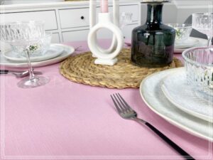 Obrus plamoodporny (wzór PRO LEN) kolor pudrowy róż