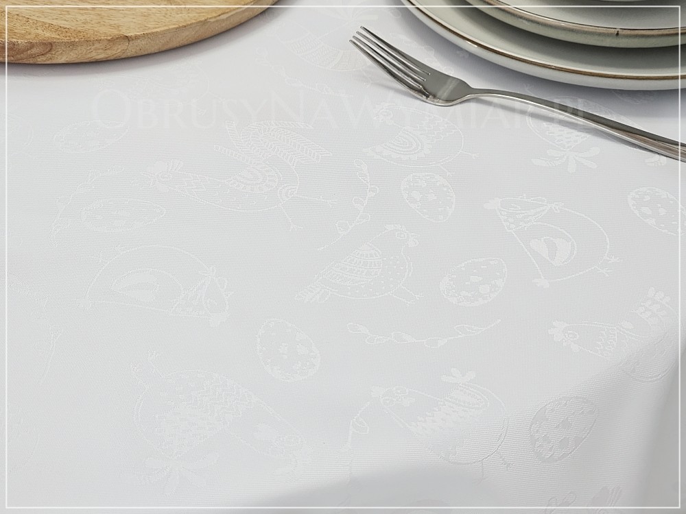 Obrus plamoodporny WHITE EASTER kolor biały