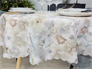 Obrus plamoodporny drukowany LISTKI szare