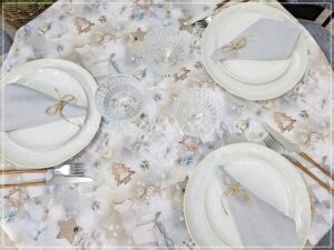 Obrus plamoodporny drukowany LISTKI szare