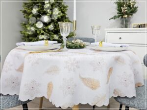 Obrus plamoodporny drukowany LISTKI szare