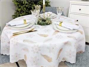 Obrus plamoodporny drukowany LISTKI szare