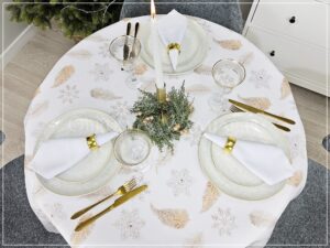 Obrus plamoodporny drukowany LISTKI szare