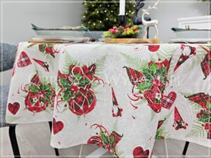 Obrus bawełniany MERRY CHRISTMAS - M2, z podwinięciem