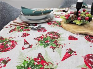 Obrus bawełniany MERRY CHRISTMAS - M2, z podwinięciem