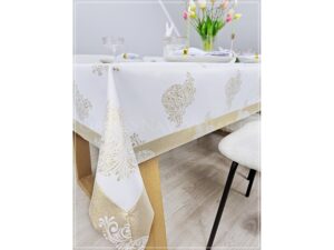Obrus świąteczny ROYAL EASTER ZŁOTY wykończony mankietem