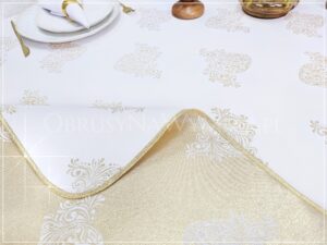 Obrus plamoodporny ROYAL EASTER ZŁOTY wykończony złotą lamówką