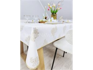 Obrus plamoodporny ROYAL EASTER ZŁOTY wykończony złotą lamówką