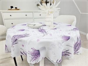 Obrus plamoodporny drukowany JASNA LAWENDA