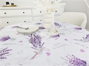Obrus plamoodporny drukowany JASNA LAWENDA