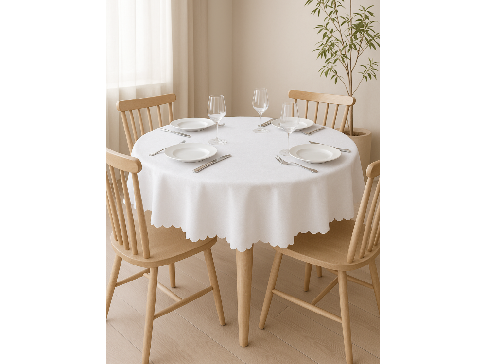 Obrus plamoodporny (wzór Modern Frost) kolor biały