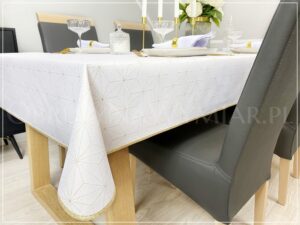 Obrus plamoodporny DE LUX DIAMENTY ZŁOTE wykończone złotą lamówką