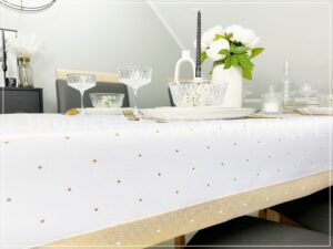Obrus plamoodporny DE LUX KROPKI ZŁOTE - obrazek 3