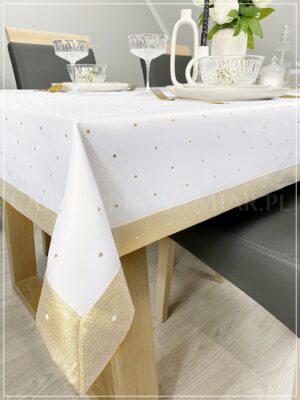 Obrus plamoodporny DE LUX KROPKI ZŁOTE - obrazek 6